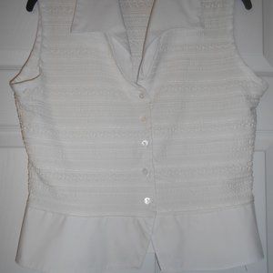 Maurice Sasson Size L white & off white sleeveless shirt.